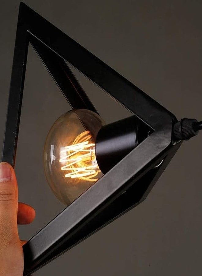 PRIYA LIGHT مصباح معلق على شكل مثلث من بريا لايت، مصباح سقف معلق بسلك مضفر، إضاءة ديكورية أنيقة للمنزل (أسود) معدن - Image 4